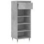 Mueble zapatero madera contrachapada gris hormigón 40x36x105 cm