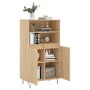 Aparador alto madera contrachapada color roble 60x36x110 cm