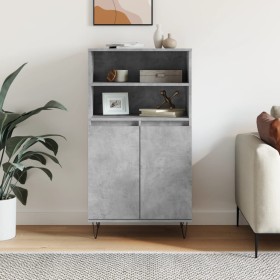 Aparador alto madera contrachapada gris hormigón 60x36x110 cm Aparador alto madera contrachapada gris hormigón 60x36x110 cm