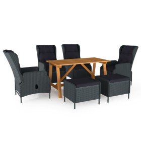 Juego de comedor para jardín de 7 piezas gris oscuro