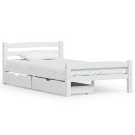 Estructura de cama con 2 cajones madera pino blanco 90x200 cm