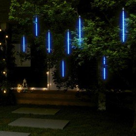 Luces meteorito 8 uds azul 192 LEDs interior exterior