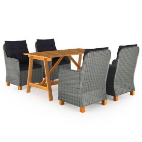 Juego de comedor para jardín de 5 piezas gris claro