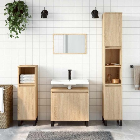 Armario de baño madera de ingeniería roble Sonoma 58x33x60 cm en Muebles de baño | Comprar online en Foro24