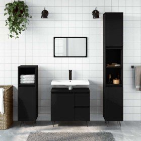 Armario de baño madera contrachapada negro 65x33x60 cm en Muebles de baño | Comprar online en Foro24