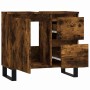 Armario de baño madera contrachapada roble ahumado 65x33x60 cm