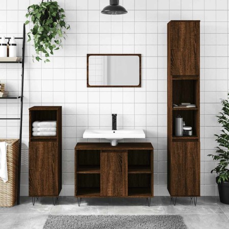 Mueble de baño madera de ingeniería roble marrón 80x33x60 cm