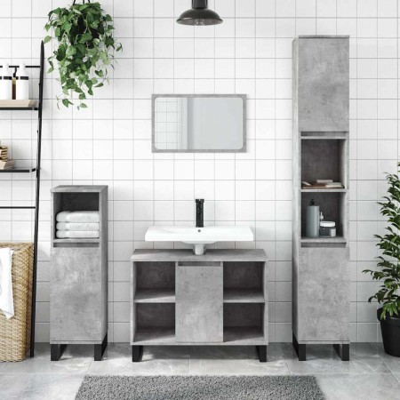 Mueble de baño madera de ingeniería gris hormigón 80x33x60 cm