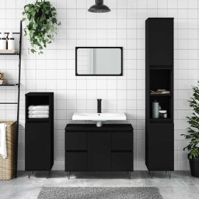 Mueble de baño madera de ingeniería negro 80x33x60 cm Mueble de baño madera de ingeniería negro 80x33x60 cm