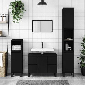 Mueble de baño madera de ingeniería negro 80x33x60 cm