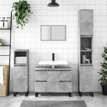 Mueble de baño madera de ingeniería gris hormigón 80x33x60 cm