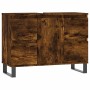 Mueble de baño madera de ingeniería roble ahumado 80x33x60 cm