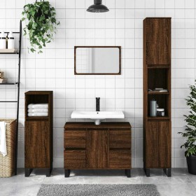 Mueble de baño madera de ingeniería roble marrón 80x33x60 cm Mueble de baño madera de ingeniería roble marrón 80x33x60 cm
