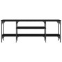 Mueble de TV hierro y madera contrachapada negro 121x35x45 cm en Muebles TV | Comprar online en Foro24
