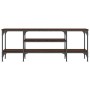 Mueble TV madera ingeniería y hierro marrón roble 121x35x45 cm en Muebles TV | Comprar online en Foro24