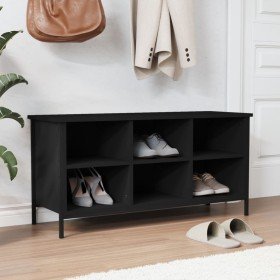 Mueble zapatero madera contrachapada negro 100x35x50 cm