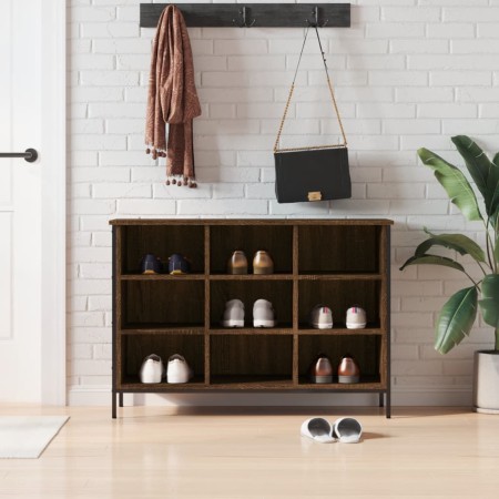 Zapatero madera de ingeniería marrón roble 100x35x70 cm