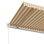 Toldo retráctil automático amarillo y blanco 350x250 cm