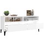 Mueble de TV madera contrachapada blanco brillo 100x34,5x44,5cm