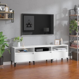Mueble de TV madera contrachapada blanco 150x30x44,5 cm Mueble de TV madera contrachapada blanco 150x30x44,5 cm