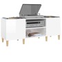 Mueble discos madera contrachapada blanco brillo 121x38x48 cm