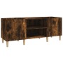 Mueble discos madera contrachapada roble ahumado 121x38x48 cm