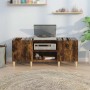 Mueble discos madera contrachapada roble ahumado 121x38x48 cm