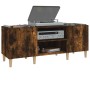 Mueble discos madera contrachapada roble ahumado 121x38x48 cm