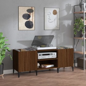 Mueble discos madera contrachapada roble marrón 121x38x48 cm Mueble discos madera contrachapada roble marrón 121x38x48 cm