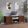 Mueble discos madera contrachapada roble marrón 121x38x48 cm