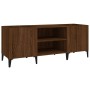 Mueble discos madera contrachapada roble marrón 121x38x48 cm