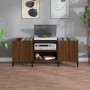 Mueble discos madera contrachapada roble marrón 121x38x48 cm