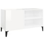 Mueble discos madera contrachapada blanco brillo 84,5x38x48 cm en Armarios y almacenamiento | Comprar online en Foro24