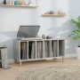 Mueble discos madera contrachapada gris hormigón 100x38x48 cm