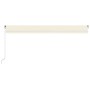 Toldo retráctil manual con luz LED color crema 600x300 cm
