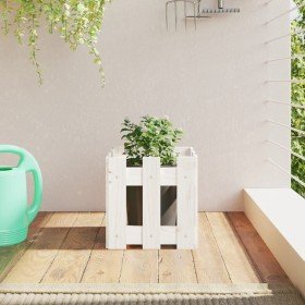 Jardinera diseño de valla madera maciza pino blanca 30x30x30 cm en Maceteros y jardineras | Comprar online en Foro24