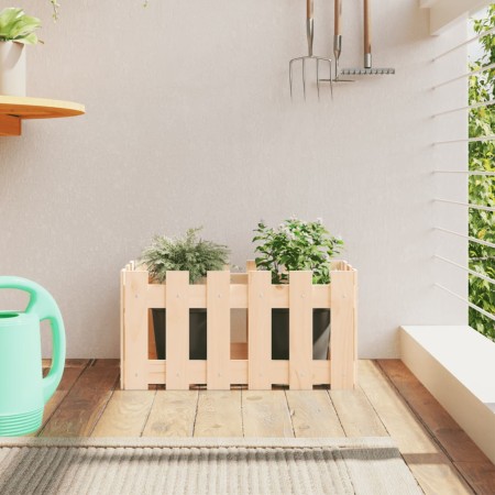Jardinera con diseño de valla madera maciza de pino 60x30x30 cm en Maceteros y jardineras | Comprar online en Foro24