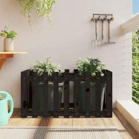 Arriate elevado jardín con valla madera pino negro 100x50x50cm en Maceteros y jardineras | Comprar online en Foro24