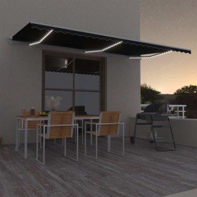 Toldo automático LED sensor de viento gris antracita 600x300 cm Toldo automático LED sensor de viento gris antracita 600x300 cm
