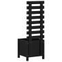 Jardinera con estantería madera maciza pino negro 39x39,5x114cm