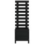 Jardinera con estantería madera maciza pino negro 39x39,5x114cm