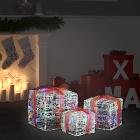 Caja decorativa de regalo Navidad acrílico 3 pzas de colores