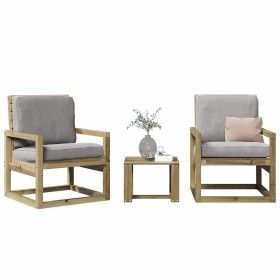 Juego de muebles de jardín 3 pzas madera de pino impregnada Juego de muebles de jardín 3 pzas madera de pino impregnada