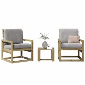 Juego de muebles de jardín 3 pzas madera de pino impregnada