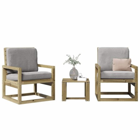 Juego de muebles de jardín 3 pzas madera de pino impregnada