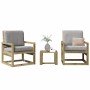 Juego de muebles de jardín 3 pzas madera de pino impregnada