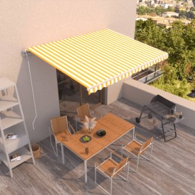 Toldo retráctil automático amarillo y blanco 400x350 cm Toldo retráctil automático amarillo y blanco 400x350 cm