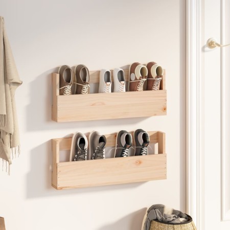 Estantes para zapatos de pared 2 uds madera de pino 59x9x23 cm