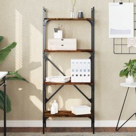 Librería de 4 estantes madera roble ahumado 56x31,5x138,5 cm