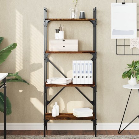 Librería de 4 estantes madera roble ahumado 56x31,5x138,5 cm